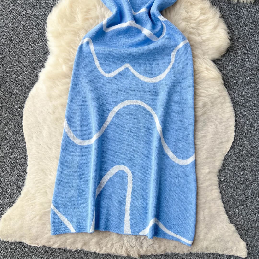 فستان صيفي محبوك للنساء 2024 بدون أكمام بطباعة هوت سويت فستان ضيق بدون ظهر موضة فستان طويل مرن للشاطئ - 4