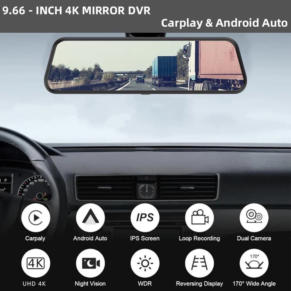 4K WiFi Car DVR Carplay Android Support GPS 24 Hours Parking Monitoring Dash Cam HD Night Vision Car Video Recorder - 2