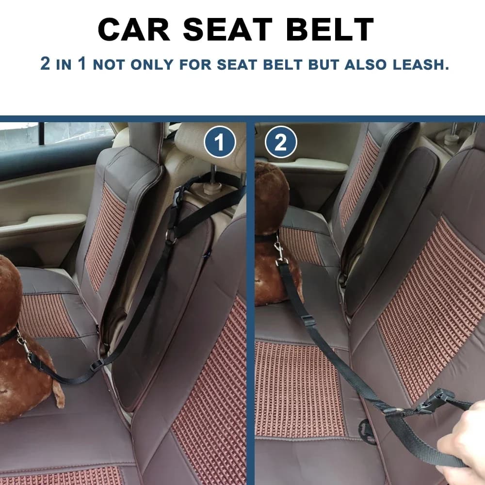 Solid Color Two-in-one Pet Car Seat Belt Nylon Lead Leash Backseat Safety Belt Adjustable Dogs Harness Collar Pet Accessories - 5