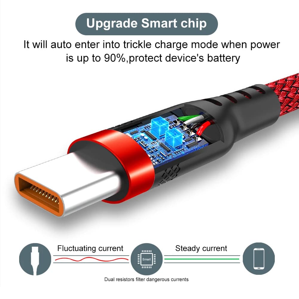 كابل شحن فائق السرعة USB Type C ممتد بطول 5 أمتار مناسب لـ Huawei وXiaomi وVivo وOnePlus وLeeco - 4