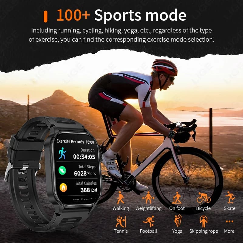 LIGE New Men Smart Watch Flashlight 2.01" HD Large Screen AI Voice Bluetooth Call Sport Watches Health Monitor Smartwatch Women - 6