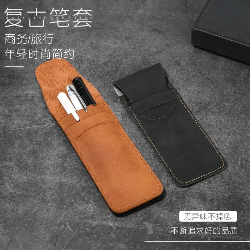 حافظة أقلام جلدية عتيقة ، جيب قلم الحقيبة ، حقيبة منظم قرطاسية صغيرة للطلاب ، المكتب ، النساء ، الرجال ، الأعمال ، السفر