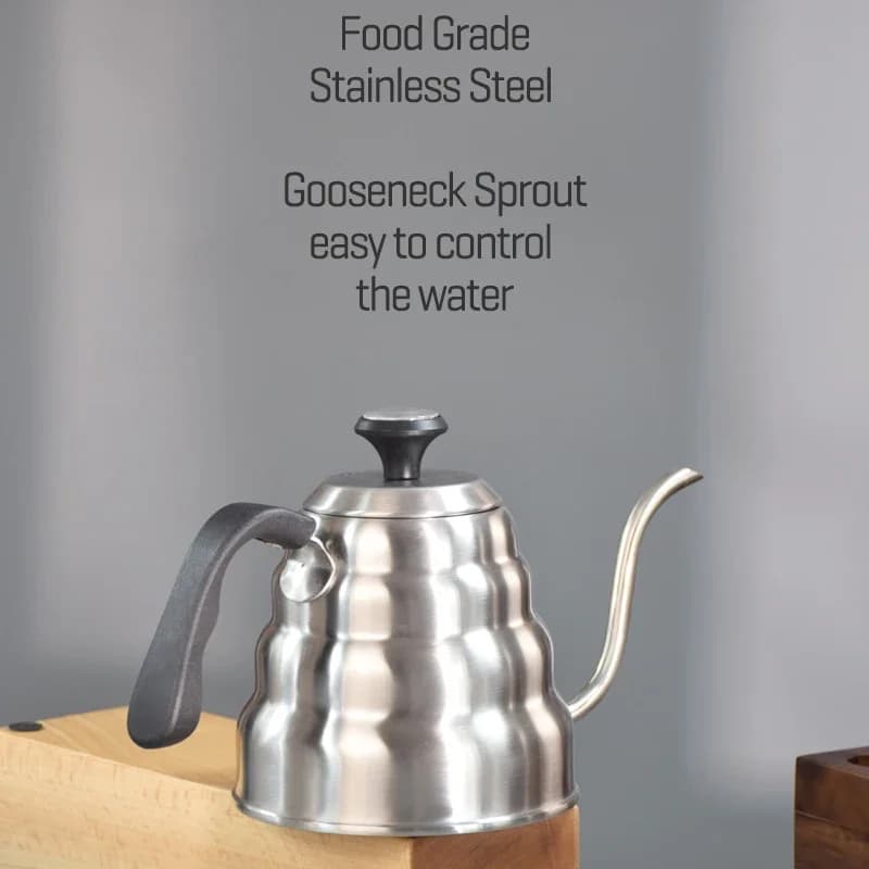 إبريق قهوة من الفولاذ المقاوم للصدأ سعة 1/1.2 لتر مع ميزان حرارة - مناسب للمنزل والمكتب - 6