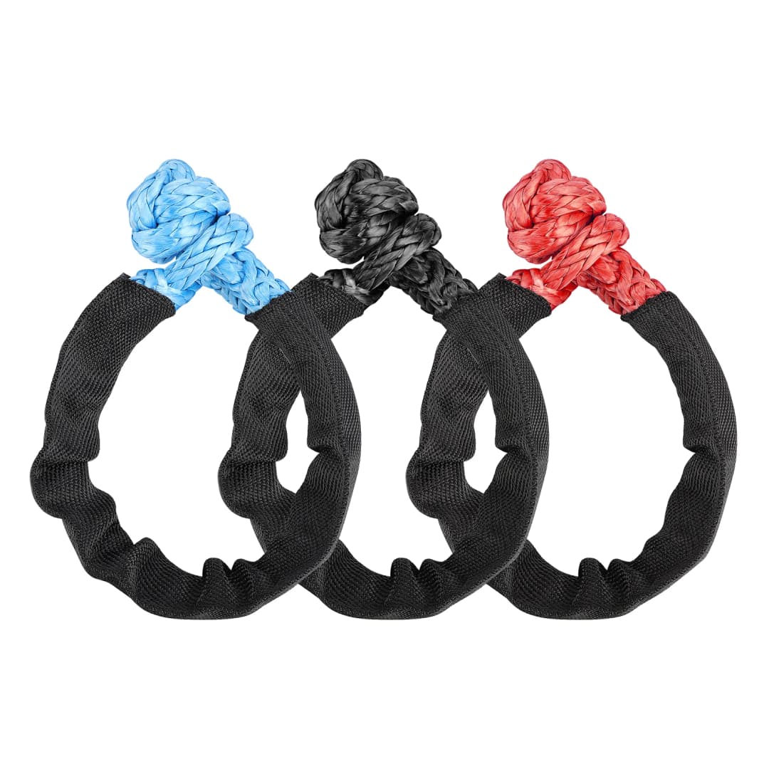 حبل صناعي ناعم 41000 رطل واجب ثقيل للطرق الوعرة 4X4 حزام سحب مع غطاء واقي لسيارات الجيب والشاحنات والسيارات الرياضية - 6