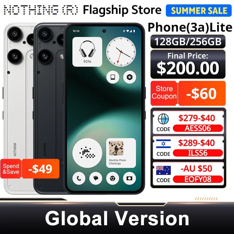 Nothing Phone (3a) Lite 5G NFC 6.77" Flexible AMOLED 120Hz MTK Dimensity 7300 Pro 5G 50MP+16MP 5000mAh/33W Global version