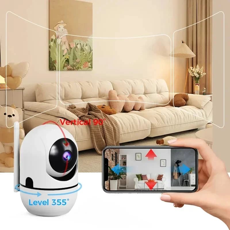 360° Smart Home Security Camera PTZ 2K 1620P AI Detection Night Vision Automatic Tracking Security Surveillance Baby Monitor - 2