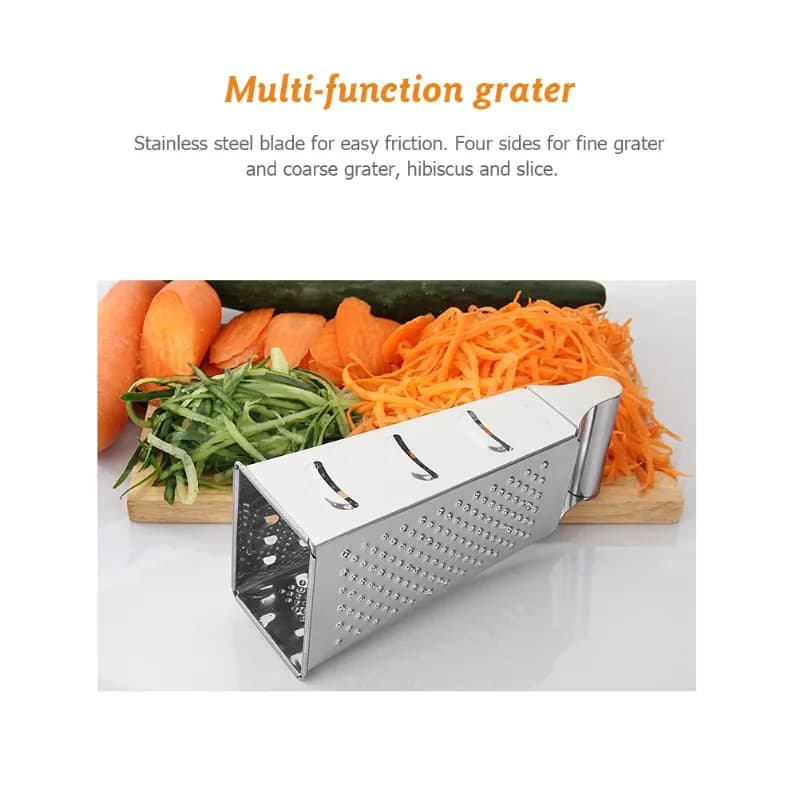 Stainless Steel 4 Sided Blades Household Box Grater Container Multipurpose Vegetables Cutter Kitchen Tools Manual Cheese Slicer - 4