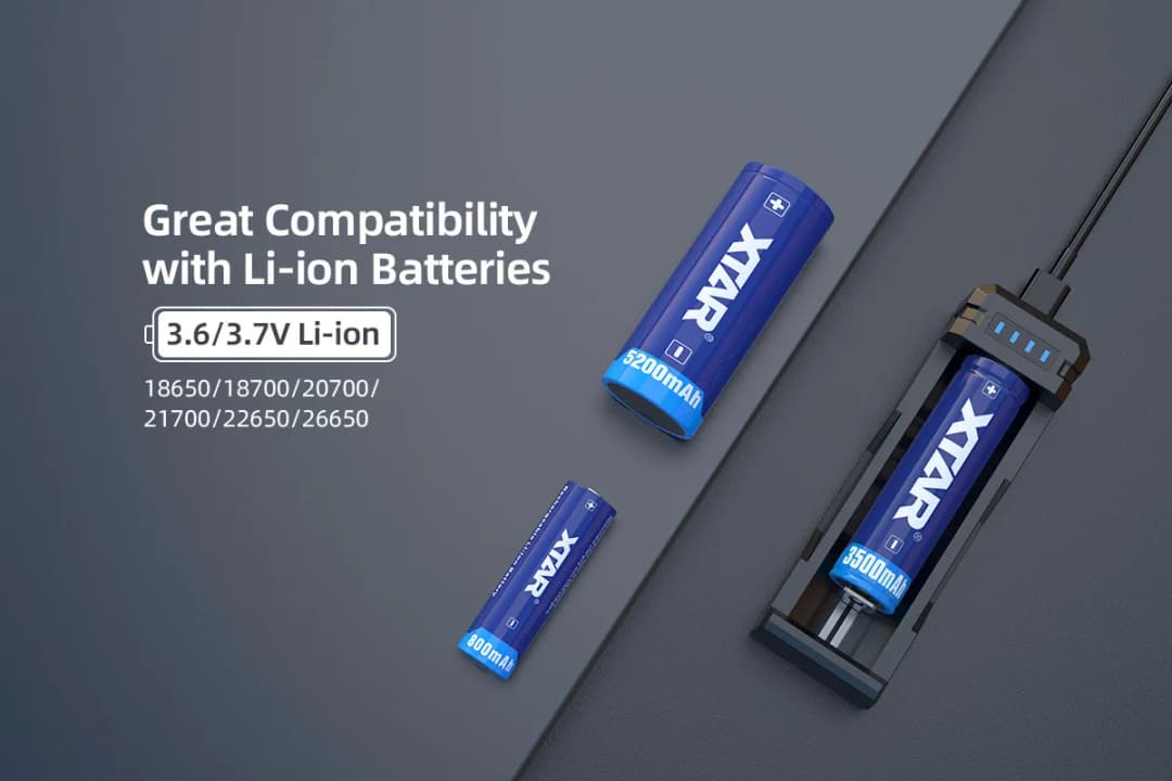 شاحن بطارية محمول XTAR SC1، شحن سريع 2A، نوع C، قابل لإعادة الشحن، متوافق مع بطاريات 18700/20700/21700/22650/25500/26650/18650 - 2