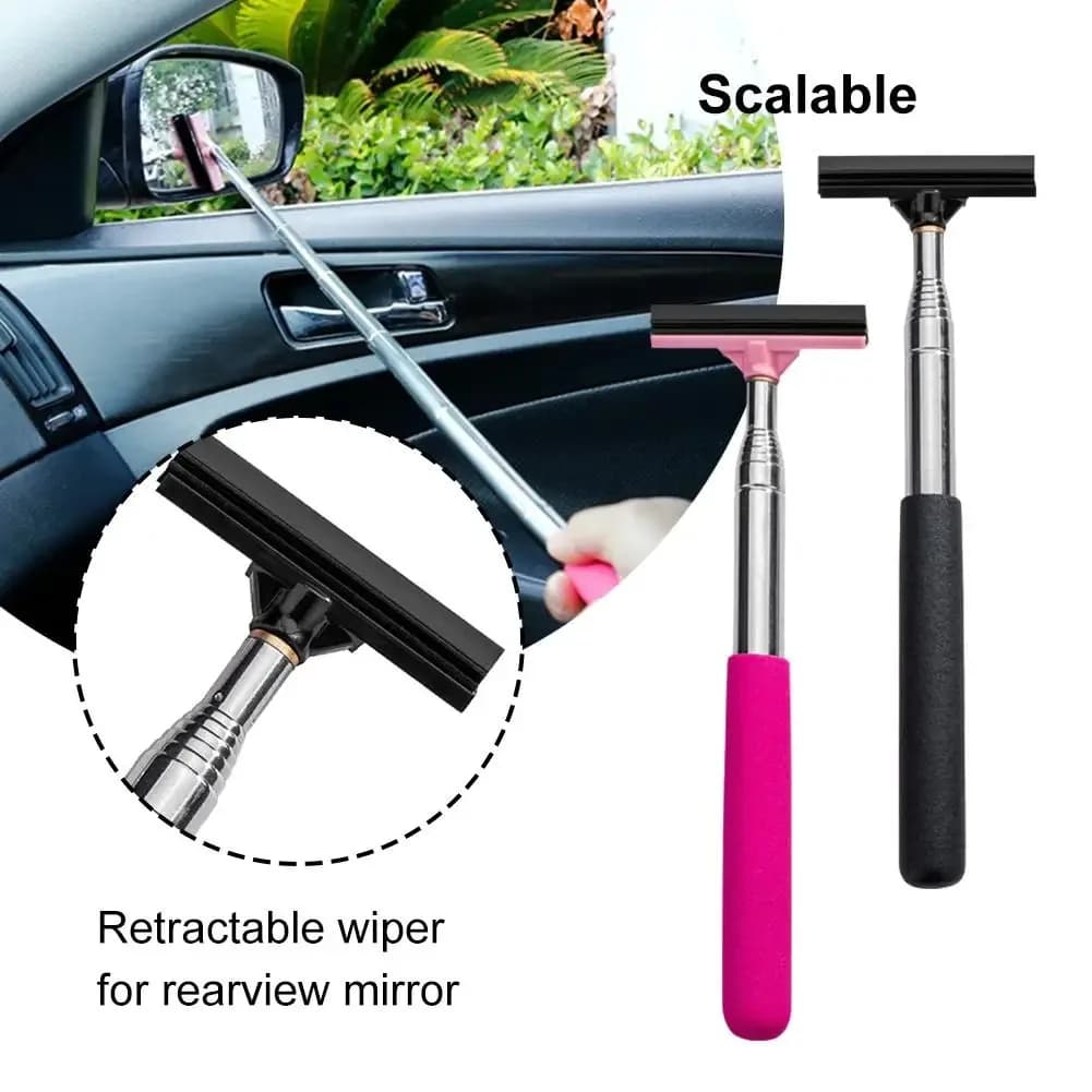 Car Telescopic Rearview Mirror Squeegee Portable Rainy Side Wiper Car Tool Glass Cleaning Handheld Mirror Window - 6