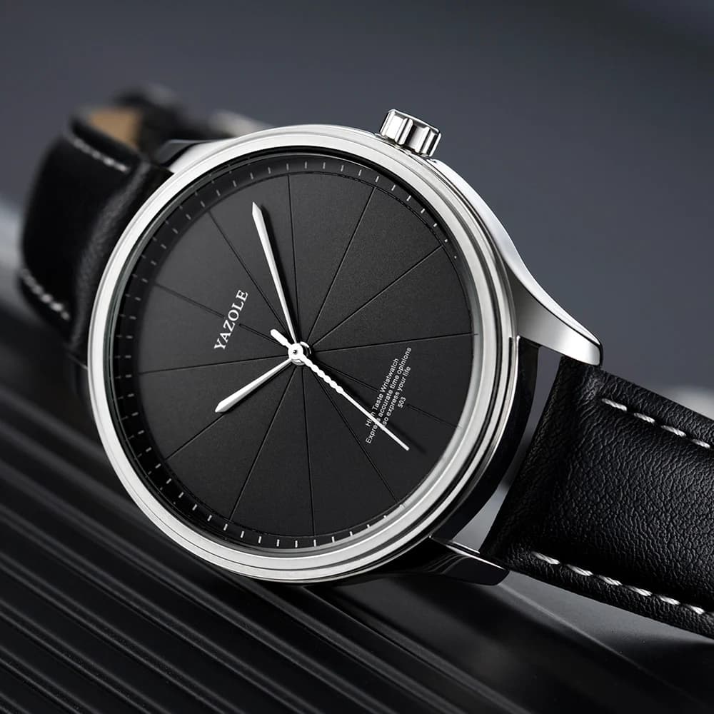 ساعات رجالية من ماركة رائدة، فاخرة، علبة معدنية، كوارتز تناظري، حزام جلدي، تصميم بسيط للأعمال - 2