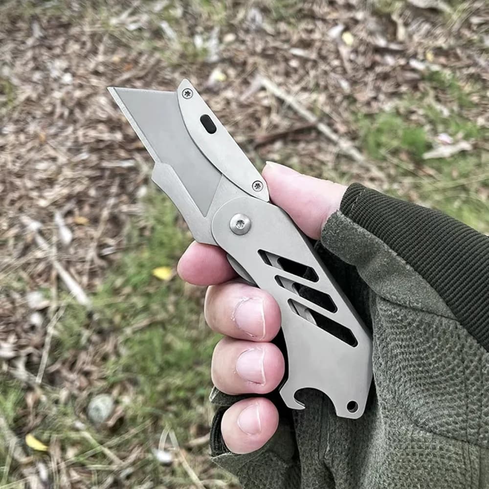 Stainless Steel Folding Utility Knife Sharp Pocket Knife With Back Splint EDC Survival Tool Corkscrew Replaceable SK5 Blade