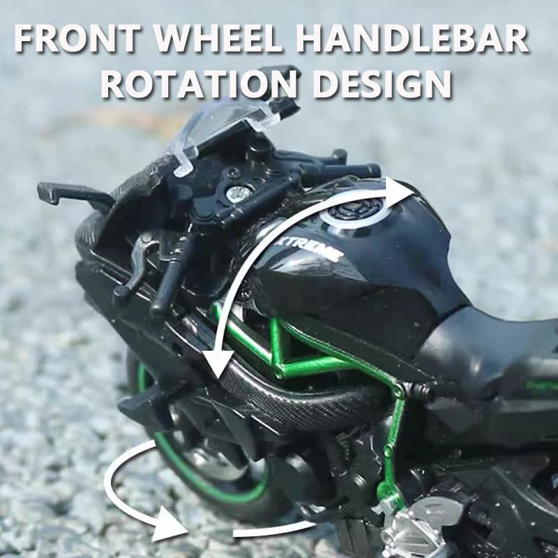 دراجة نينجا hx816 H2R مصغرة بمقياس 1:18 مع ممتص صدمات يعمل - لعبة ديكور هدية للأطفال - 3