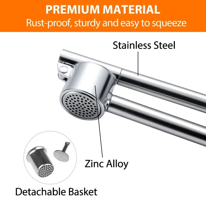 Garlic Press Mincer Stainless Steel Garlic Crusher for Kitchen, Detachable, Extended Edition 7inch, Rust Proof, Kitchen Gadgets - 2