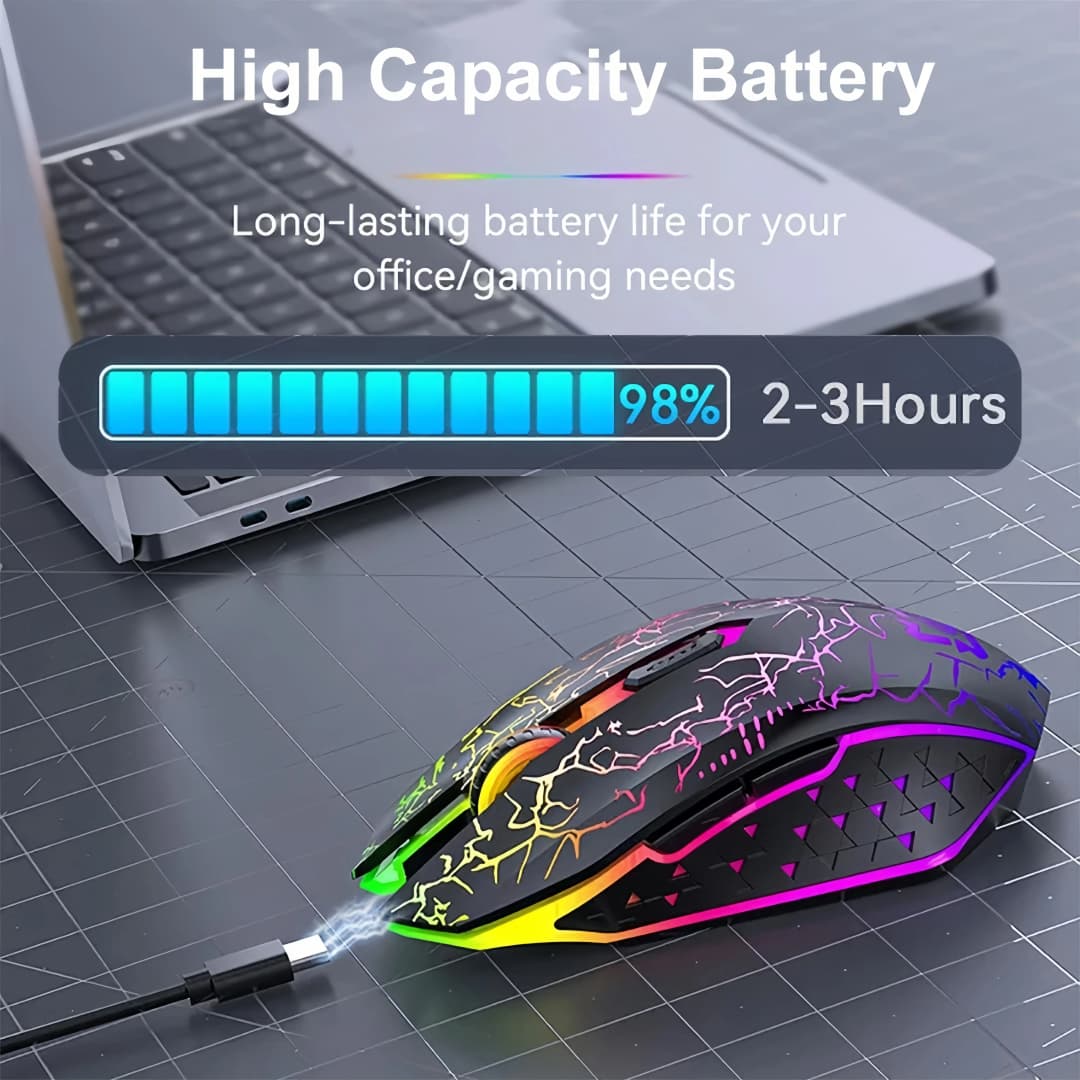 RGB Gaming Mouse Bluetooth Mouse 2.4G Wireless Mouse Ergonomic 1600DPI 6 Mute Buttons Mouse For MacBook Tablet Laptops Computer - 2