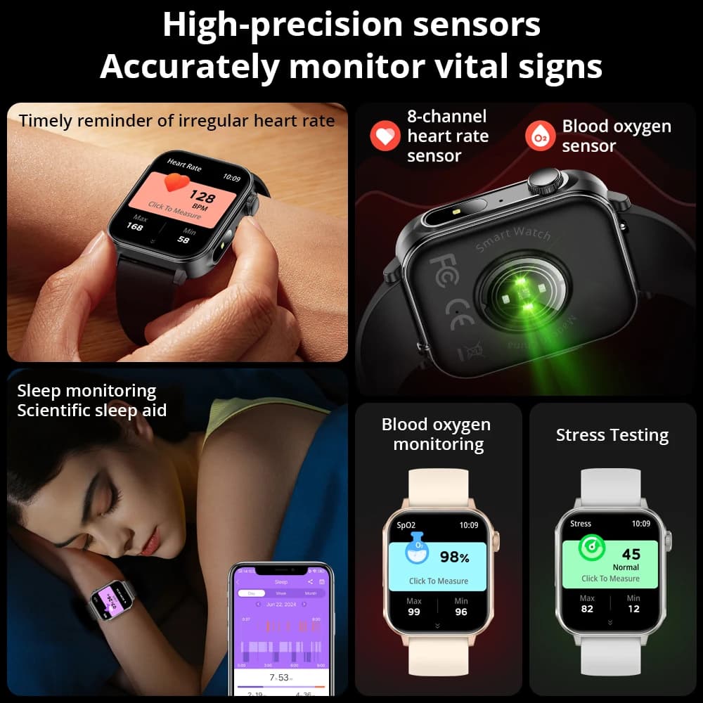 ساعة كولمي بي 80 الذكية للرجال والنساء مع منفذ تايب سي، مدير صحي، مكالمات بلوتوث، مقاومة للماء بمعيار آي بي 67، كشاف ضوئي، متوافقة مع هواتف شاومي وآي أو إس - 5