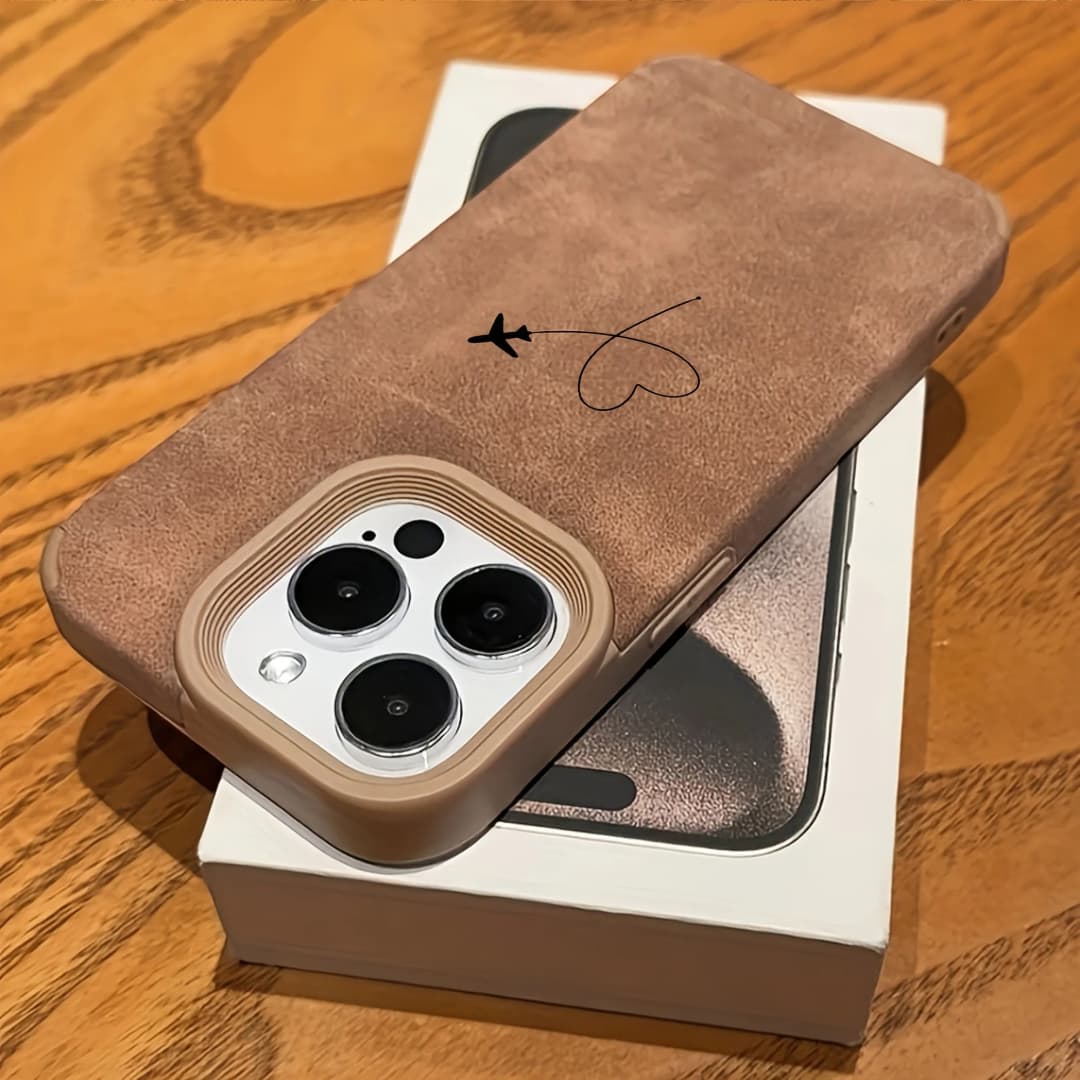 Airplane Route Love Heart Design Faux Leather Phone Case For iPhone 17 16 15 14 13 12 11 Pro Max XS X XR 16 15 Plus 17 Air Cover - 6