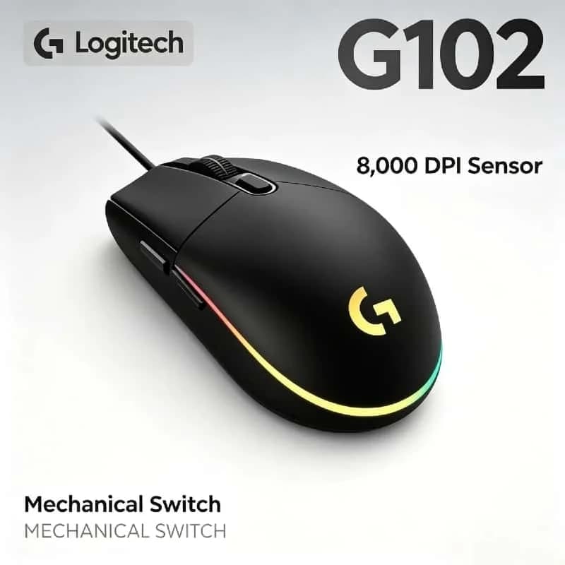 ماوس الألعاب Logitech G102 Lightsync بزمن استجابة 1 مللي ثانية، ماوس سلكي عالي الدقة بإضاءة RGB للاعبي Esports، إصدار Pro
