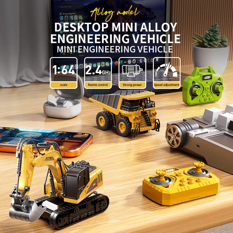 1:64 Bluetooth Remote Control Crane And Forklift two-in-one Desktop Mini Alloy Toy Car With Trailer Christmas Gift In Color Box - 2