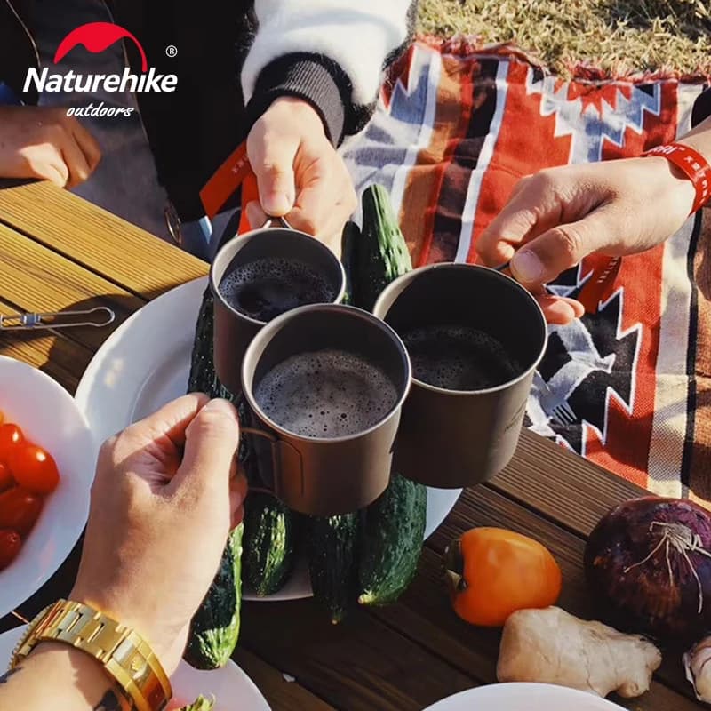 Naturehike Titanium Cup Camping Mug Tourist Tableware Picnic Utensils Outdoor Kitchen Supplies Travel Cooking Cookware Pan Bowel - 6