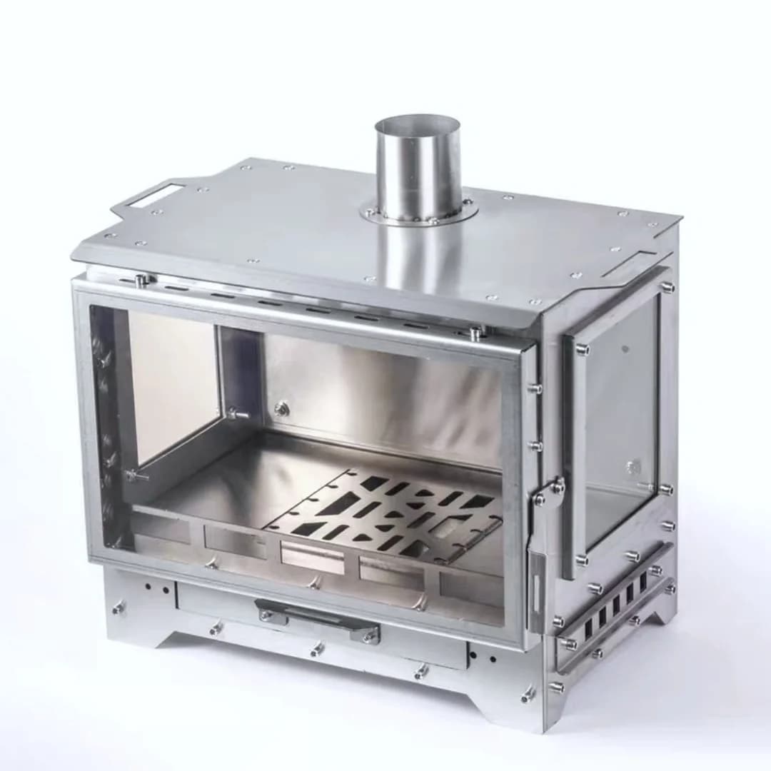 موقد تخييم خشبي من SmiloDon، مدفأة بدون دخاني 430SS، سخان خيمة محمول، موقد إطفاء رؤية زجاجية، موقد حرق ثانوي - 3