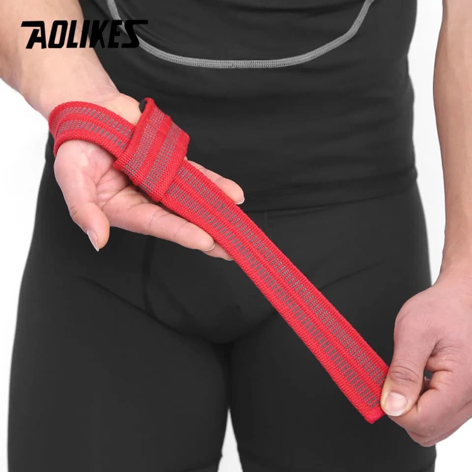 AOLIKES-أشرطة اللياقة البدنية القابلة للتعديل من السيليكون المضادة للانزلاق ، قطن تدريب الدمبلز ، رفع الأثقال ، دعم المعصم ، دعامة ، زوج واحد - 6