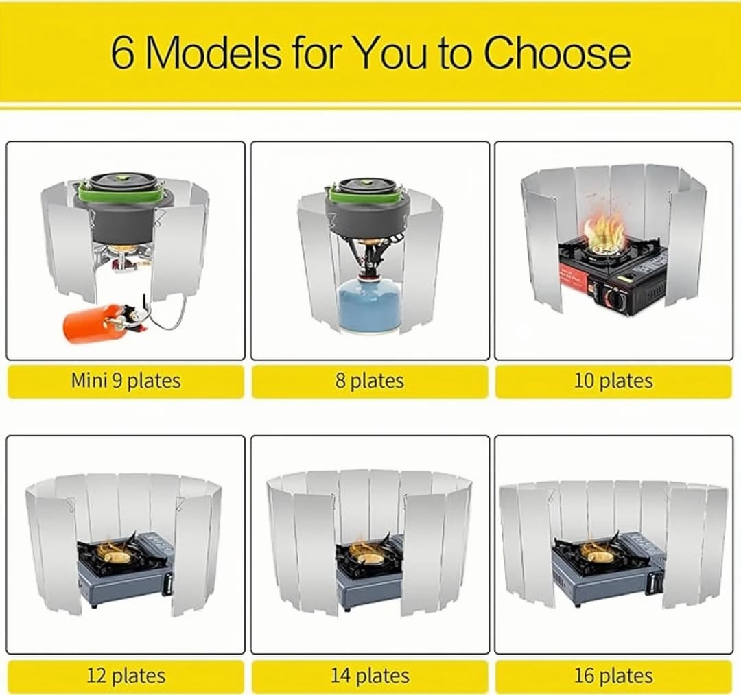 شاشة واقية من الرياح لموقد 8/10/12/14/16 لوحة سبيكة ألمنيوم مع حقيبة برباط لشاشة واقية من الرياح لموقد التخييم - 2