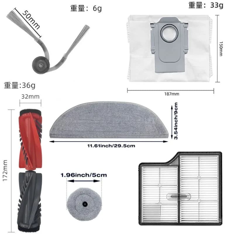 Roborock Saros 10 / Roborock S9 MaxV Ultra Vacuum Parts Main Roller Side Brush HEPA Filter Mop Cloth Dust Bag - 2