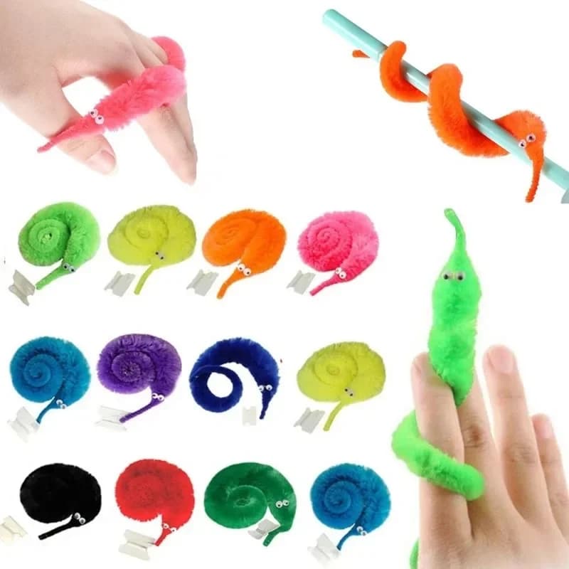 Funny Worm Magic Props Toys for Children Kids Beginners Wiggly Twisty Worm with Invisible String Party Games Trick Toys - 4