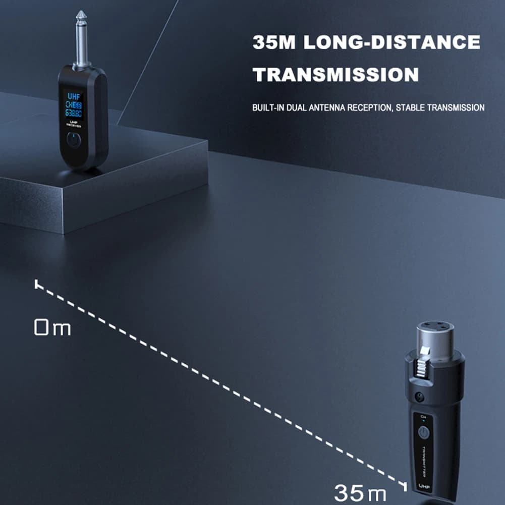 نظام إرسال واستقبال مايكروفون لاسلكي مع محول XLR لـ 1/2 مايكروفون ديناميكي، جيتار، خلاط صوت وأنظمة PA - 3