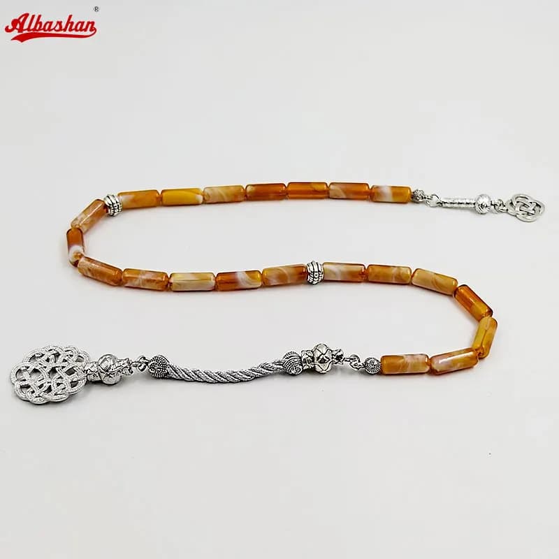تسبيح راتنج أصفر تركي موضة سوار إكسسوارات إسلامية سبحة صلاة هدية عيد مصباح