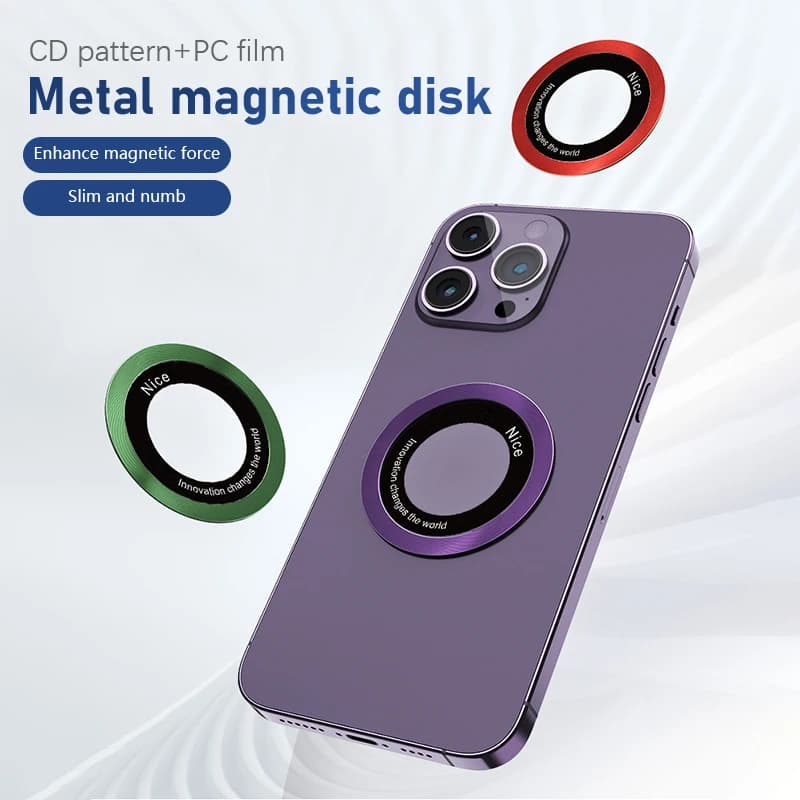 حلقة لوحة مغناطيسية Magsafe ، ملصق معدني عالمي ، ورقة شاحن لاسلكي ، حامل سيارة مغناطيسي ، دعم - 4