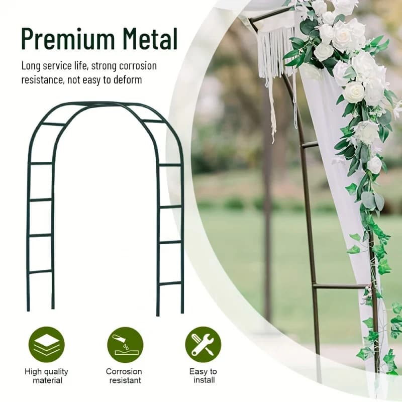 1pc, Metal Garden Arch, 100inch Large Size Heavy Duty Steel Frame Garden Arch With Gothic Style, Wedding Arch Lawn Rock Climbing - 5