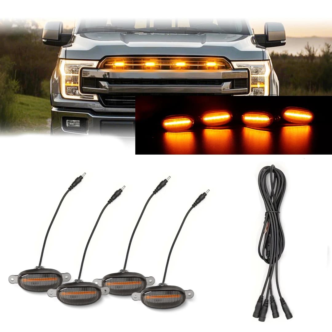 4/6 IN 1  6LEDs Front Grill Lights for Trucks Amber Exterior LED Grill Flush Mounting Lights for Ford F150 F250 F350 Cars 12V - 5
