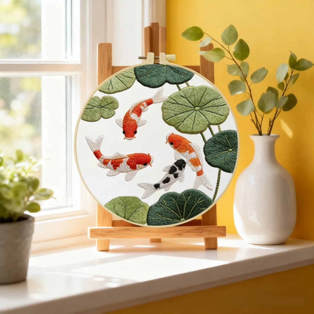 1pc 20X20CM/15X15CM 7.87/6.3inch Pond Embroidery Starter Kit DIY kit DIY embroidery kit manualidades Craft Painting - 2