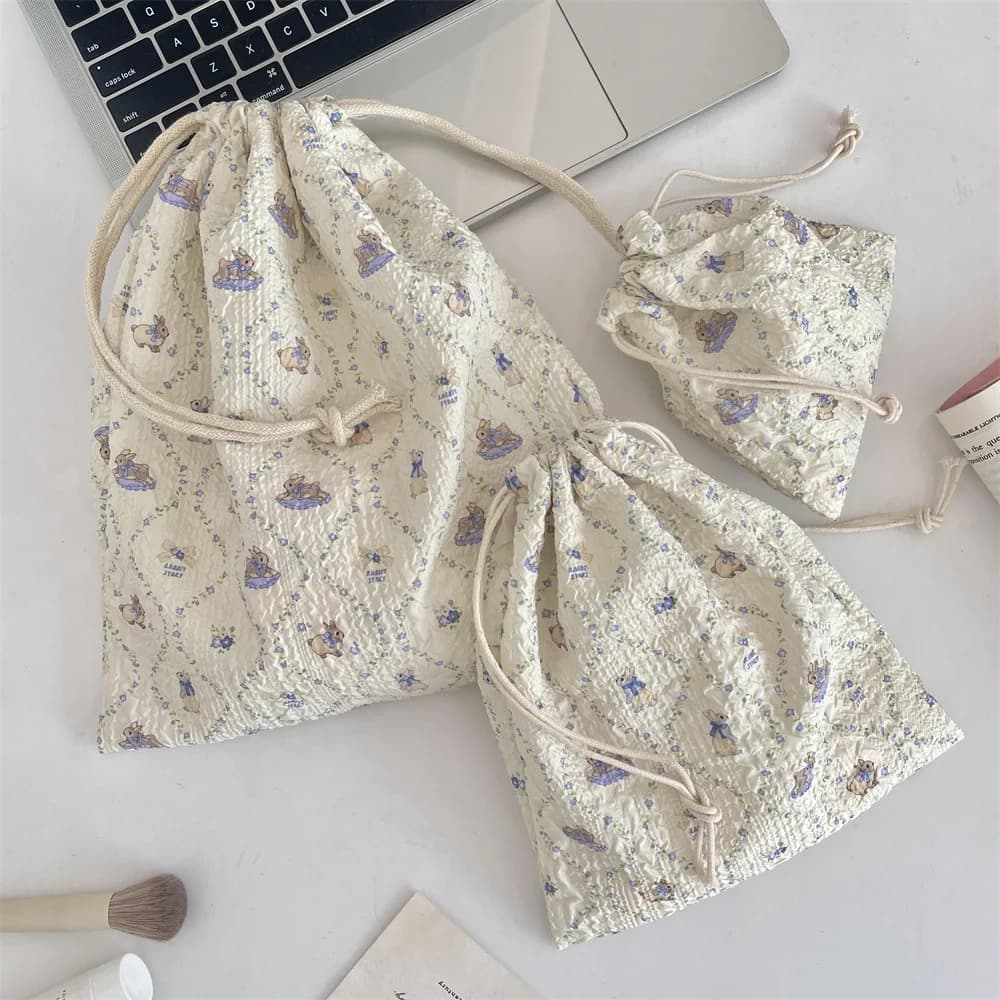 Cute Cartoon Women Makeup Bag Pouch Kawaii Portable Toiletries Cosmetics Storage Organizer Travel Cosmetic Bag Drawstring Case