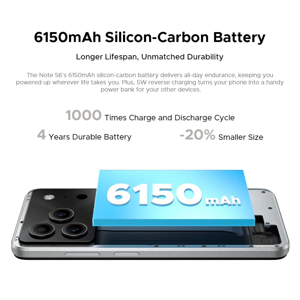 Global Version DOOGEE Note 56 Smartphone Android 16 6150mAh Large Battery 6.56'' 90Hz Display 24GB 64GB Mobile Phone - 4