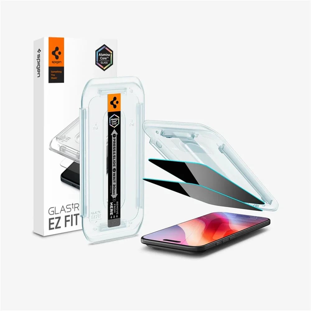 2PCS Spigen Glas.tR EZ Fit Sensor Protected For iPhone 17 Pro Max 16 15 14 Pro Plus Air Tempered Glass Privacy Screen Protector - 2