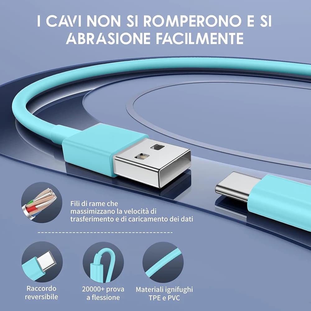 كابل USB A إلى النوع C متعدد الألوان لمزامنة التاريخ شحن سريع لهاتف Samsung Huawei Xiaomi Android Type-c خط شحن الهاتف المحمول - 4