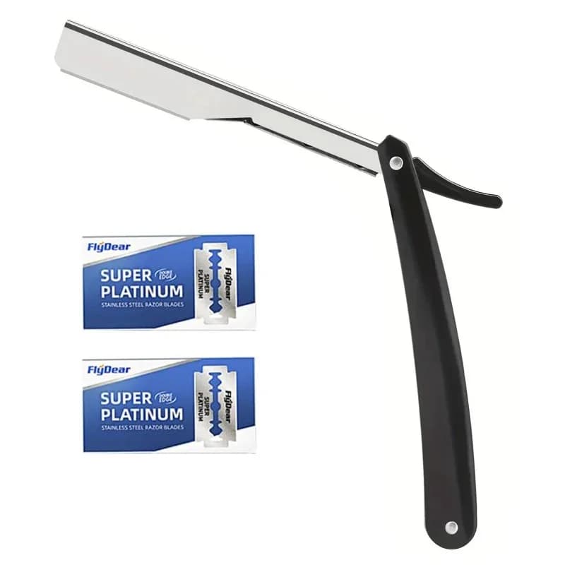 شفرة حلاقة يدوية احترافية، شفرة حلاقة مستقيمة حادة من الفولاذ المقاوم للصدأ، قابلة للطي، أداة قص اللحية مع 10/20/30 شفرة - 4