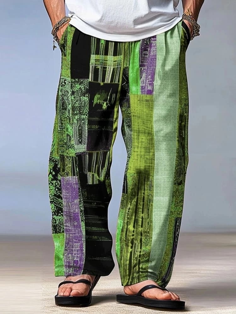 Men's Trousers Summer Pants Beach Pants Drawstring Elastic Waist 3D Print Stripe Graphic Prints Geometry Comfort Casual Pants - 2