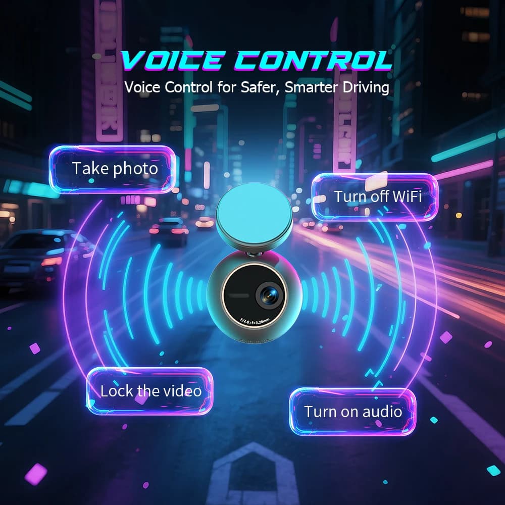 كاميرا لوحة قيادة KAWA Tiny مسجل فيديو بدقة 2K، مسجل فيديو للسيارة MINI ORB، كاميرا سيارة بتحكم صوتي، دوران 360 درجة، قلب الفيديو 180 درجة، كاميرا لوحة قيادة تلقائية - 5