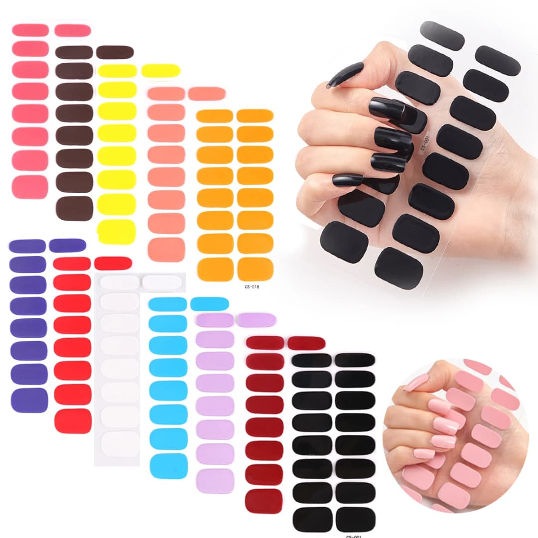 Pink Nude Full Cover Nail Sticker Gradient Color Self-Adhive Simple Full Nail Wraps DIY Thermal Effect Nail Art Making Manicur - 2