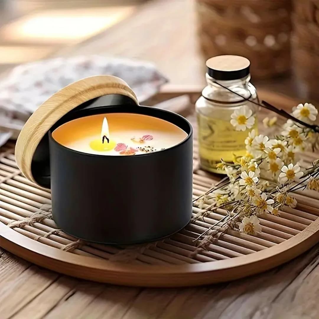 12 قطعة علب شموع 4 أونصة مع أغطية، مجموعة برطمانات شموع معدنية مستديرة للشموع الفضفاضة، تستخدم للتخزين بنفسك، مستلزمات صناعة الشموع، - 4