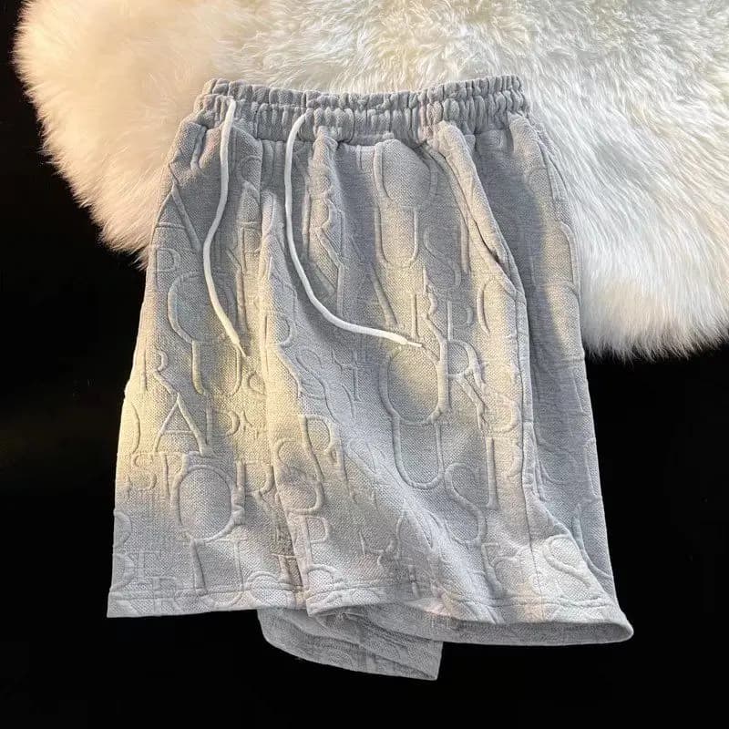 Brand Premium Waffle Casual Shorts Men Sport Loose Wide leg Running Shorts Letter Beach Baggy Board Cargo Shorts Male - 3