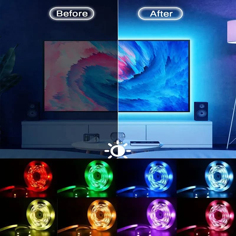 أضواء شريط ليد واي فاي من تيا لايف USB 5050 مصباح RGB شريط إضاءة خلفية للتلفزيون والكمبيوتر إضاءة غرفة دايود مرن يعمل مع أليكسا وجوجل - 4