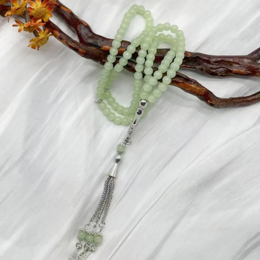 Handmade Glass Tasbih | Muslim Prayer Beads with Elegant Tassel | Daily Use Islamic Rosary & Fashion Spiritual Bracelet