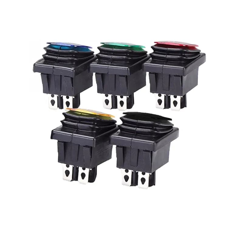 مفتاح روكر مقاوم للماء مع إضاءة 4 دبابيس 6 دبابيس تشغيل/إيقاف مفتاح عازل 220V إضاءة حمراء وسوداء 16A زر سيارة وقارب مع إضاءة LED - 3
