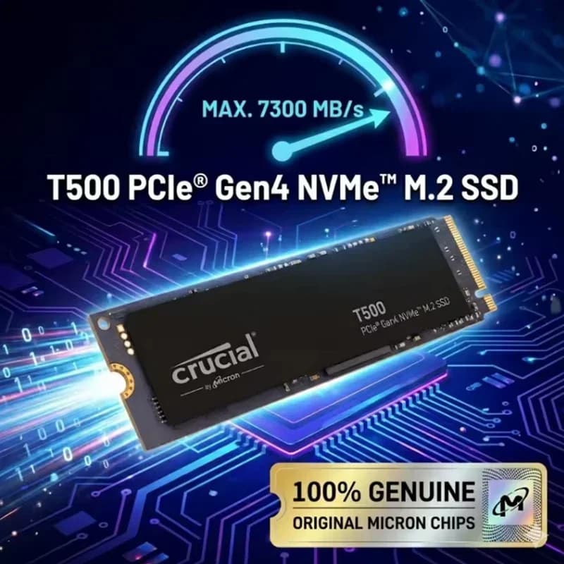 Crucial T500 1TB Gaming M.2 2280 PCIe 4.0 NVMe SSD, Max 7300MB/s, OEM CT1000T500SSD8, Works for PC, Laptop & PS5 - 2