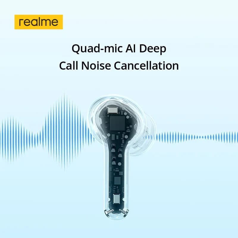 realme Buds T200x TWS Earphones 25dB Active Noise Cancellation 12.4mm Dynamic Bass Driver Up to 48 Hours of Playback IP55 - 5