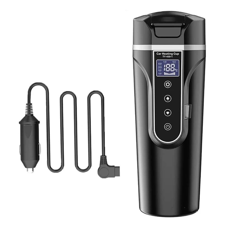 Portable Electric Kettle 12v/24v Smart Car Heating Cup Touch Screen Thermal Mug 450ml Car Heating Mug Temperature Adjustable - 6